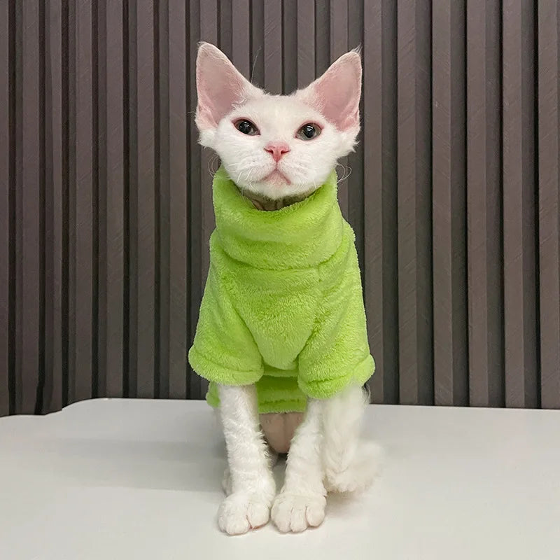 Velvet Thermal Hoodie for Sphynx Cats