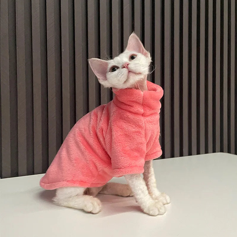 Velvet Thermal Hoodie for Sphynx Cats