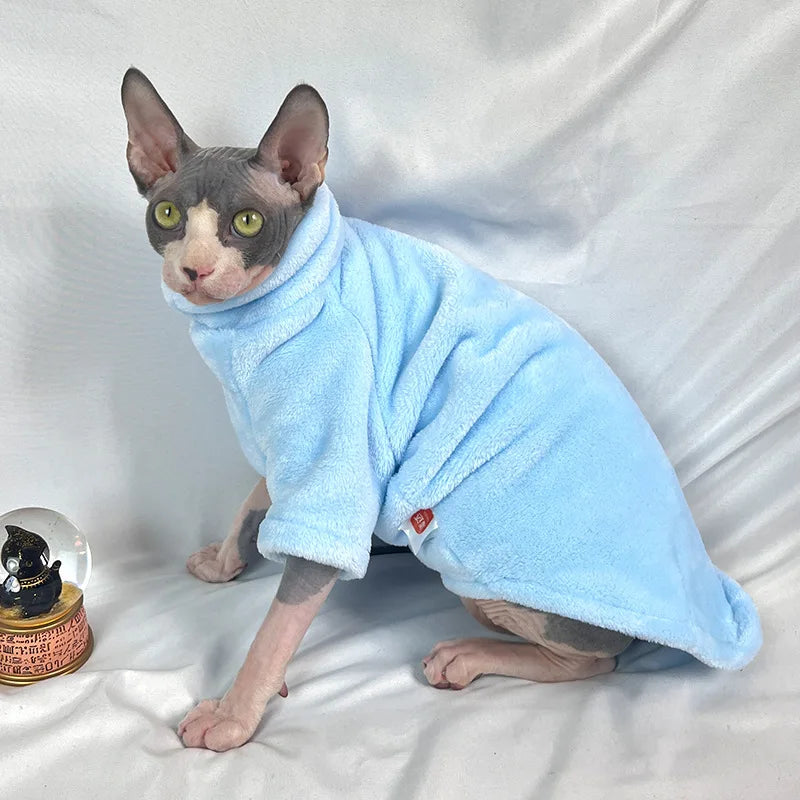 Velvet Thermal Hoodie for Sphynx Cats