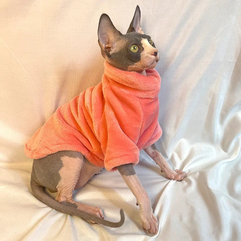 Soft Fleece Hoodie for Sphynx Cats – Warm Winter Sweater
