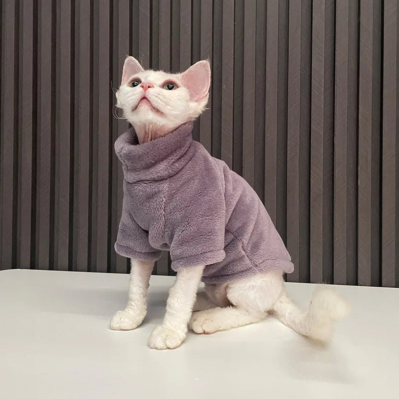 Velvet Thermal Hoodie for Sphynx Cats