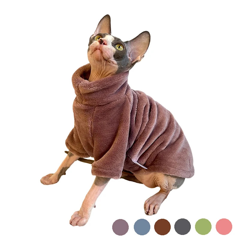 Velvet Thermal Hoodie for Sphynx Cats