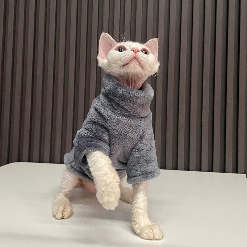 Velvet Thermal Hoodie for Sphynx Cats