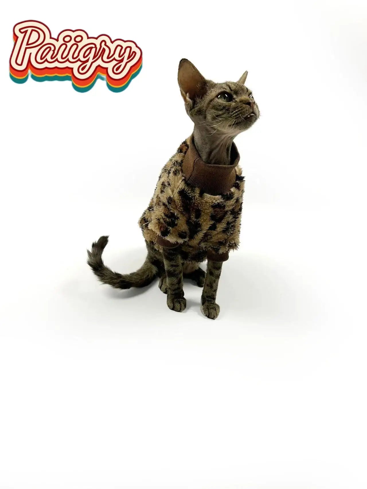 Leopard Print Thermal Suit for Sphynx Cats
