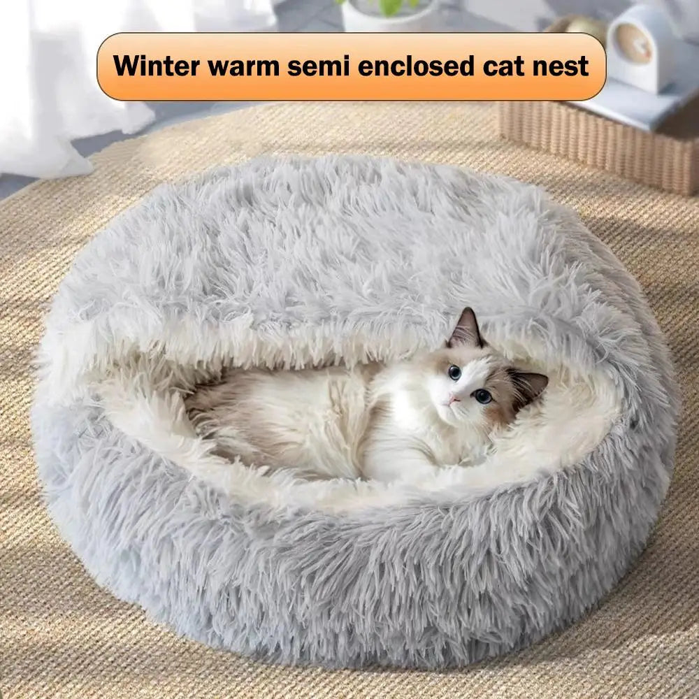 Calming Donut Cat Bed – Soft Plush Nest for Sphynx Cats