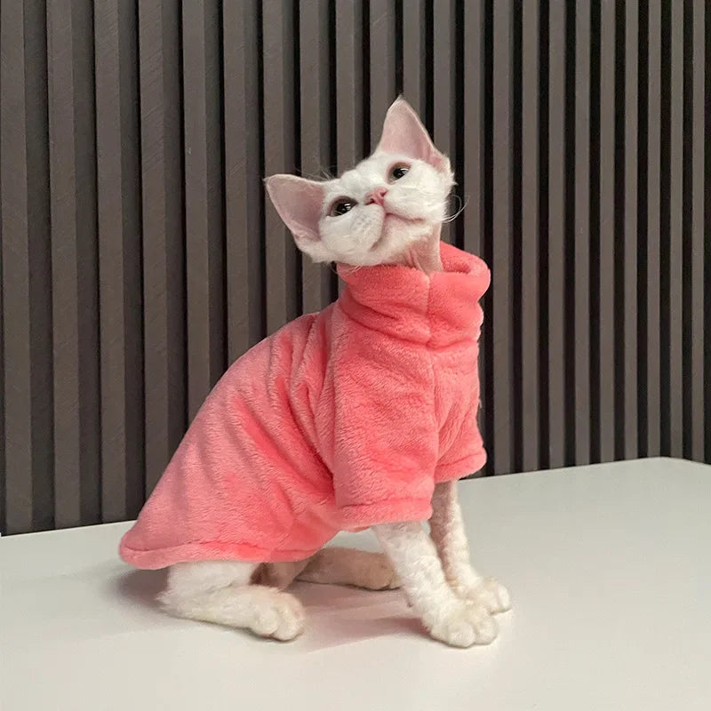 Soft Fleece Hoodie for Sphynx Cats – Warm Winter Sweater