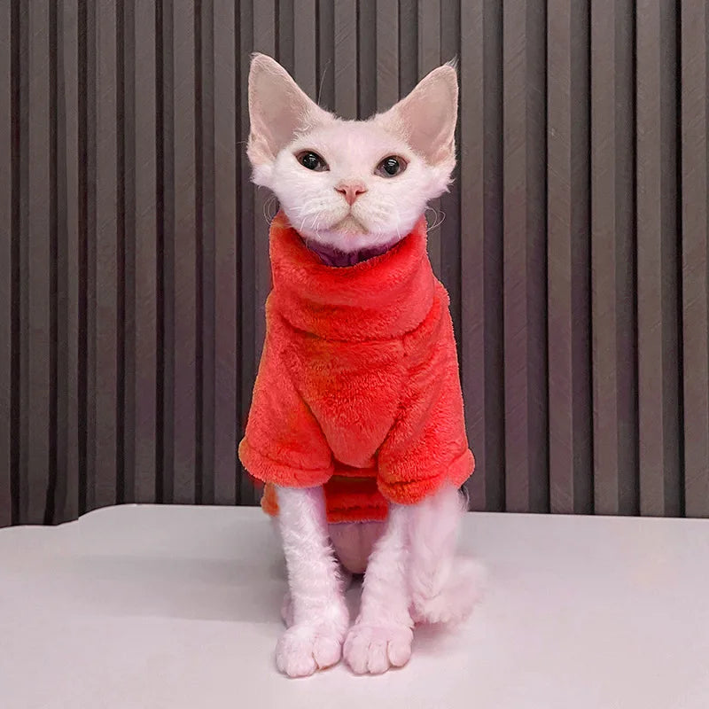 Velvet Thermal Hoodie for Sphynx Cats
