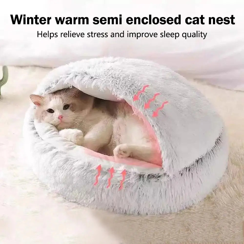 Calming Donut Cat Bed – Soft Plush Nest for Sphynx Cats